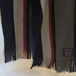 London Fog Striped  Fringe Scarf